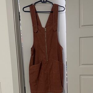 Dusty Rose Corduroy Pinafore Overall Dress